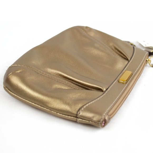 Coach Gold Leather Pleated Wristlet - Picture 7 of 11
